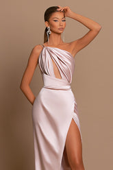 Beautiful Long One Shoulder Mermaid Evening Dress with Slit